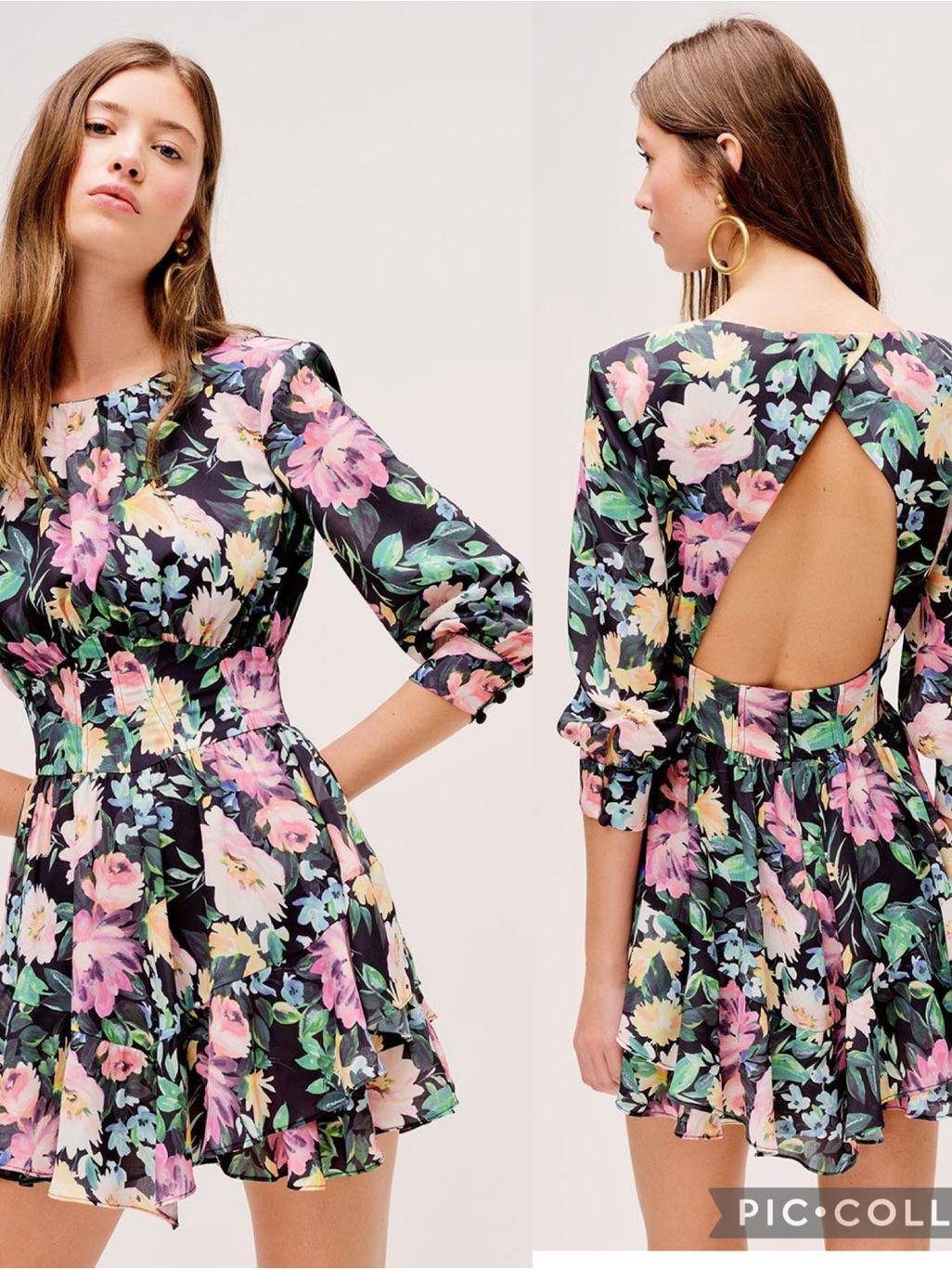 Bnwot For Love & Lemons Shiloh Black Floral Open-Back Mini Dress Size Medium